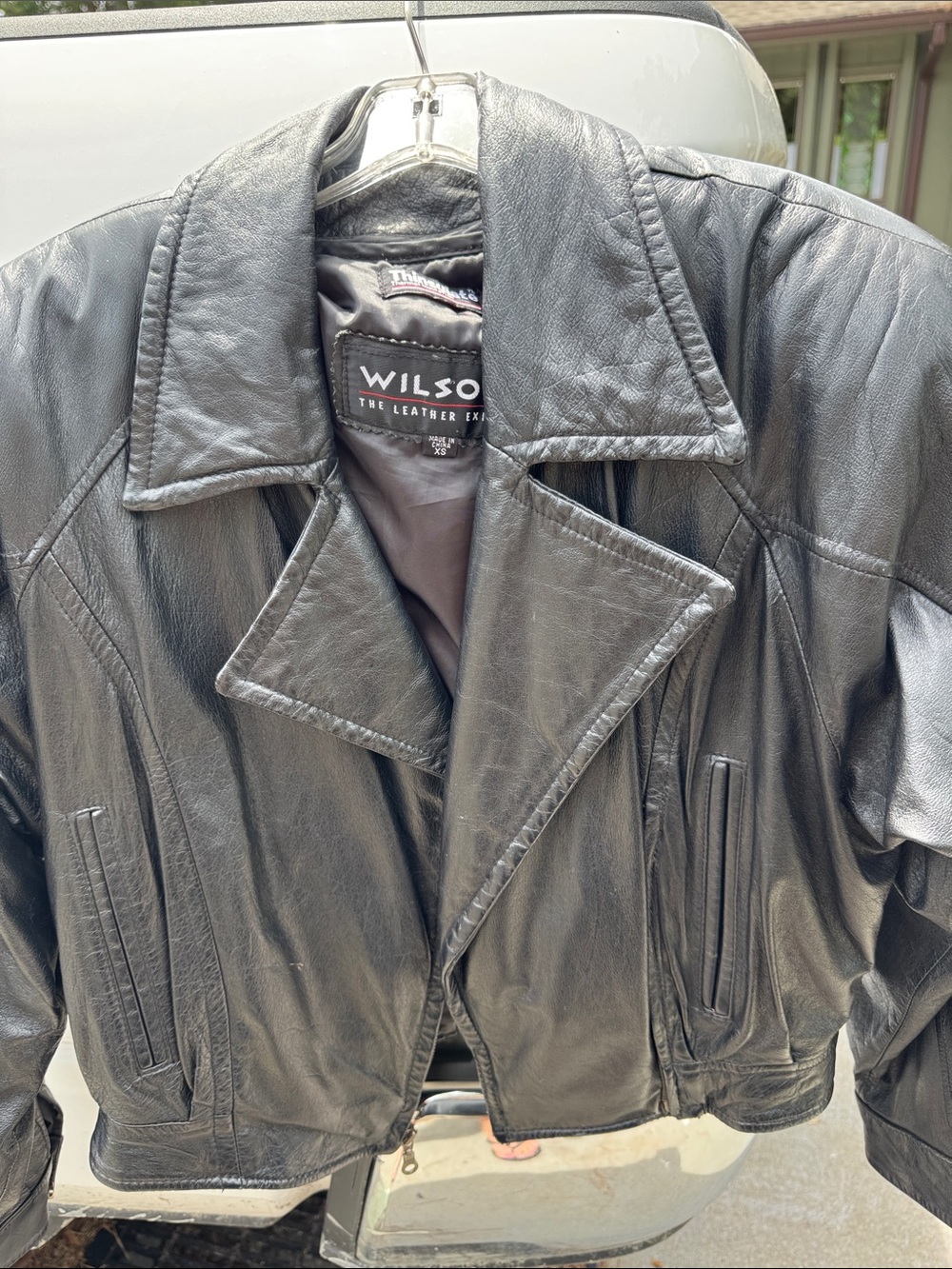 Wilson Black Leather Varsity-Style Bomber Jacket